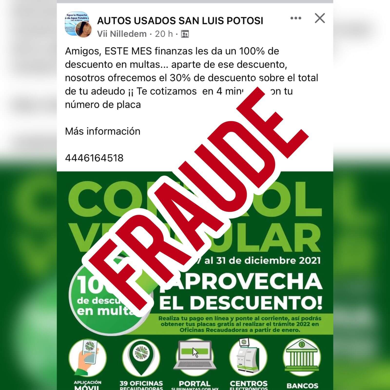 Perfiles falsos en la red social Facebook ofrecen descuentos en pago de control vehicular que no son reconocidos por la dependencia.