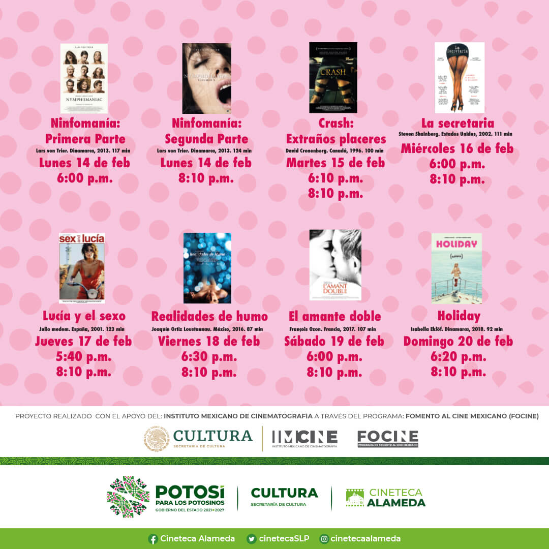 Por primera vez el ciclo de cine erótico llevado a cabo en la Cineteca Alameda, será un evento gratuito para todas y todos los potosinos