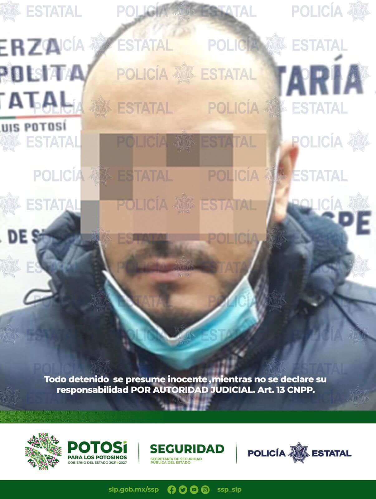 Un sujeto de 36 años de edad que portaba un arma de fuego calibre 9 milímetros fue detenido por agentes de la Policía Estatal