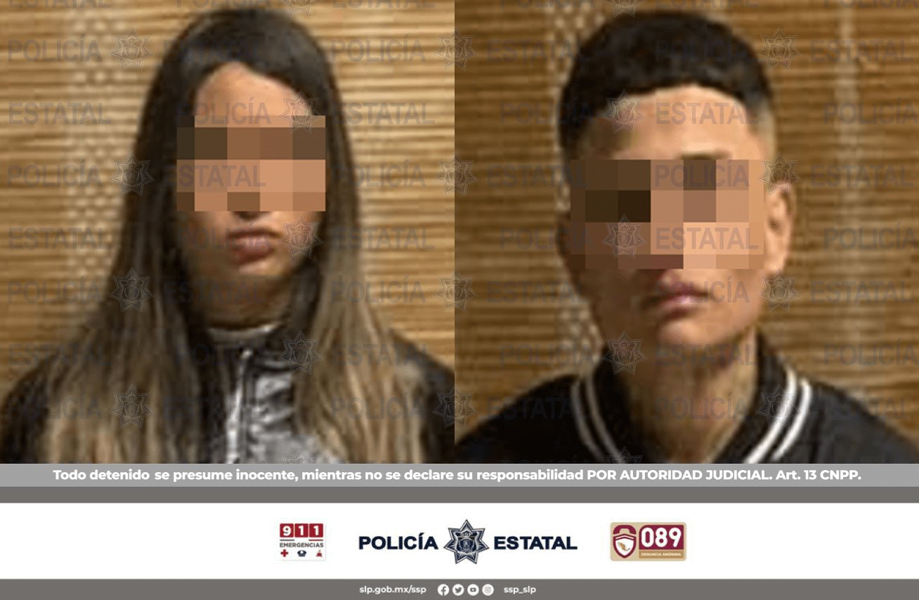 Policías Estatales y de Matehuala, llevaron a cabo la detención de una pareja por el presunto delito de posesión de droga.