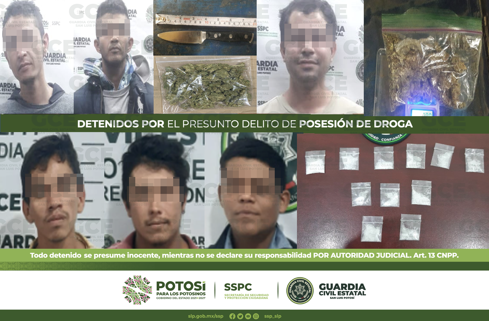 Por presunta posesión de droga, 12 personas fueron detenidas