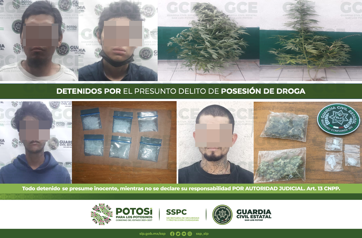 Policías de la Guardia Civil Estatal (GCE) detuvieron a cuatro hombres por el presunto delito de posesión de droga.