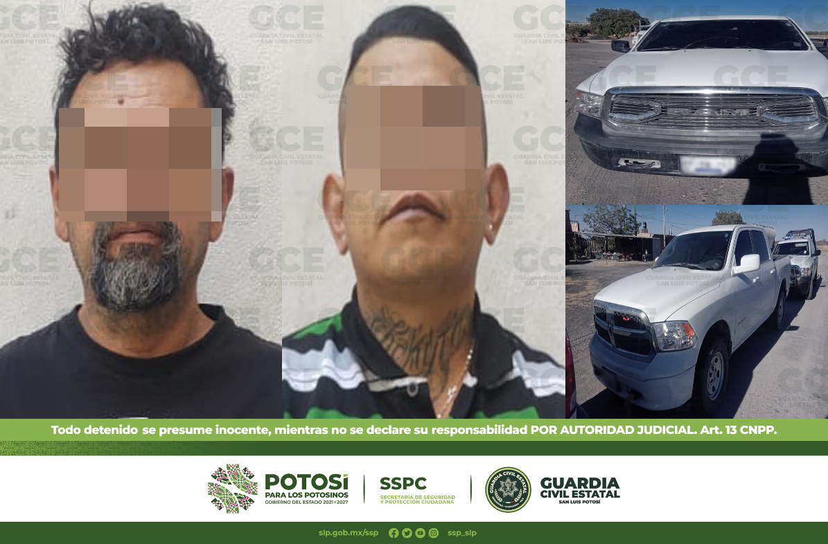 Una de las unidades vehiculares aseguradas presentaba impactos por proyectil de arma de fuego.