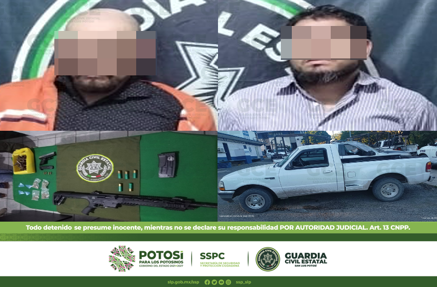 En Tamuín, GCE repele agresión con armas de fuego; dos presuntos criminales fueron detenidos