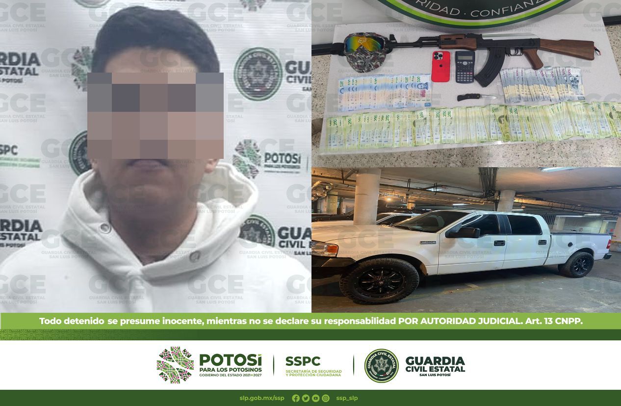 Un hombre fue detenido por los agentes de la Guardia Civil Estatal (GCE) por la portación de un arma de fuego, dinero en efectivo