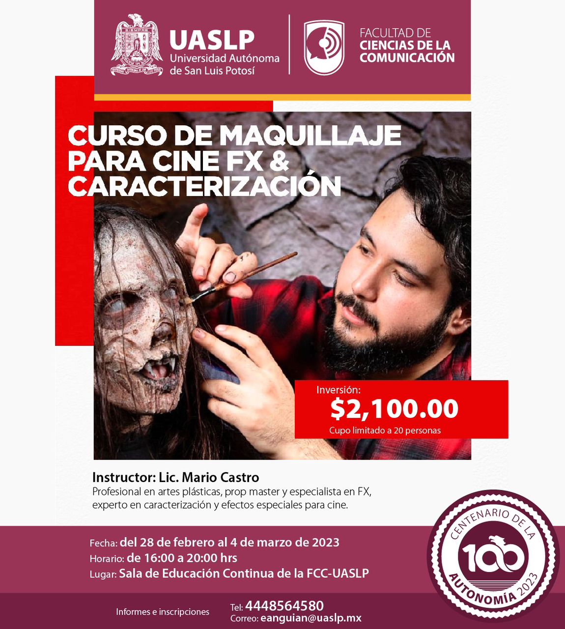 Mario Castro quien impartirá este curso-taller, es licenciado en Artes Plásticas, prop master y especialista en cine FX