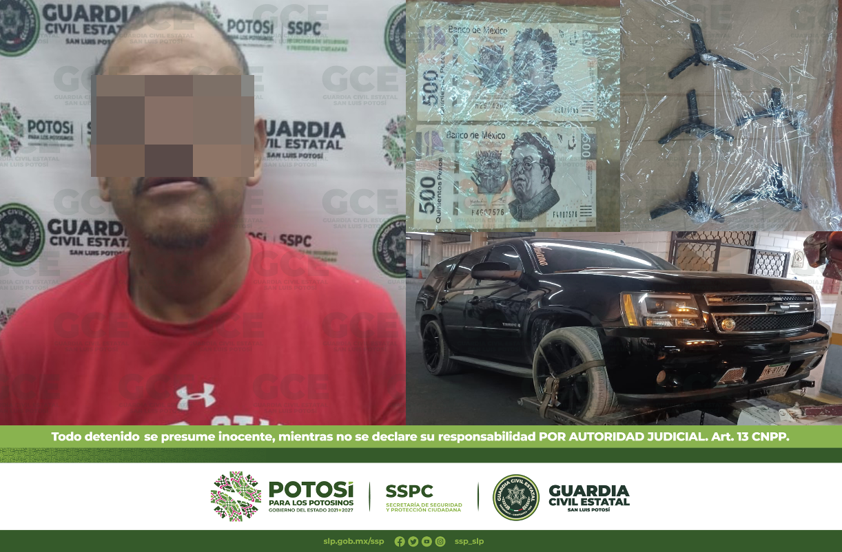 El hombre fue detenido y puesto a disposición de la Fiscalía General del Estado junto con la unidad y lo asegurado.