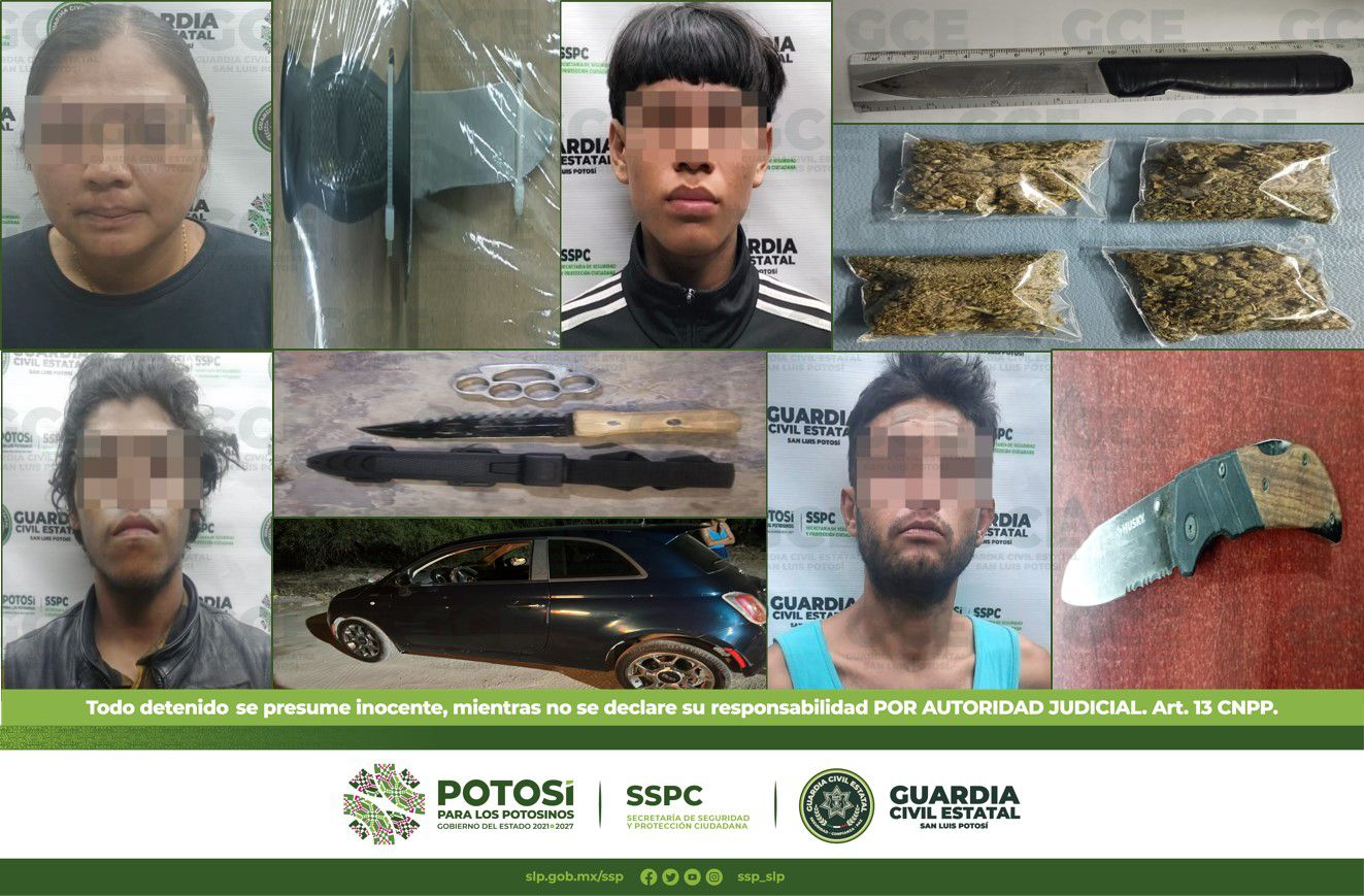 10 personas fueron detenidas por agentes de la GCE, por el supuesto delito de portación de armas prohibidas.