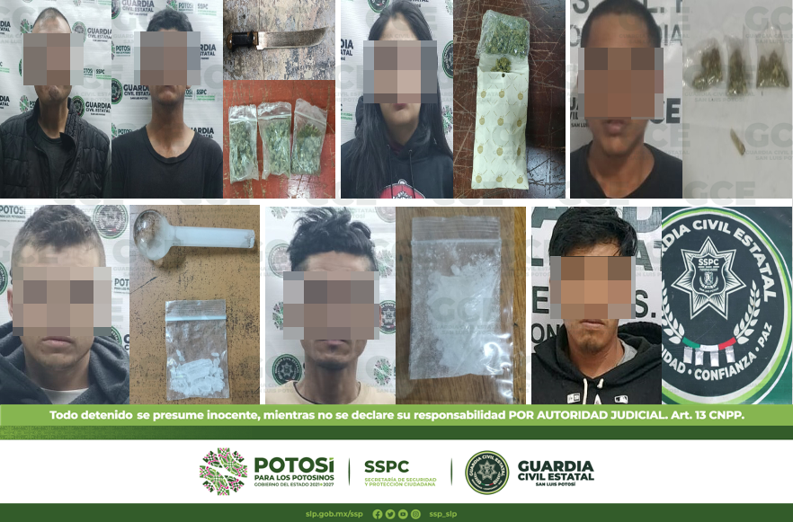 6 personas fueron detenidas por la Guardia Civil Estatal (GCE) por el probable delito de posesión de estupefacientes.