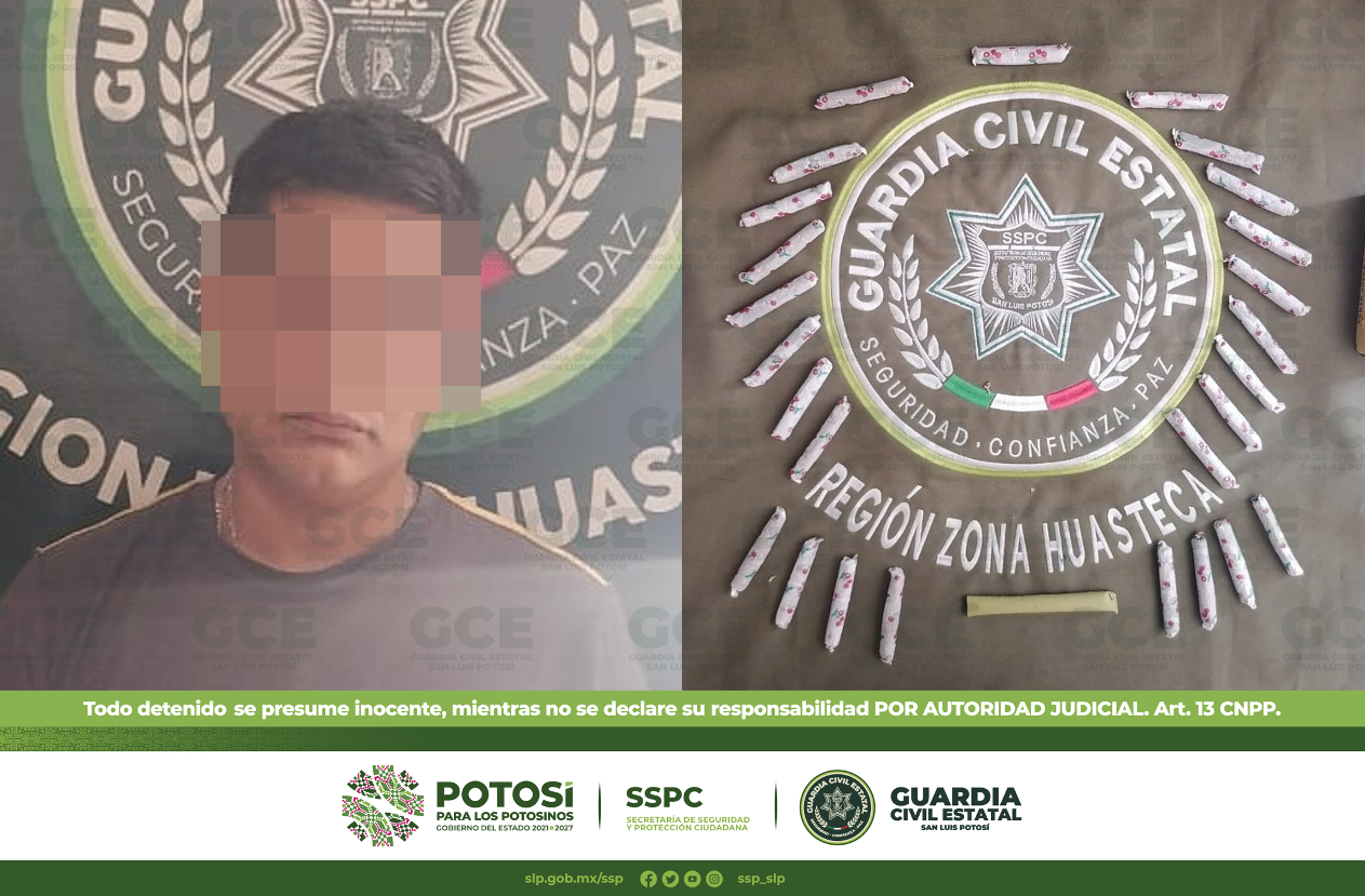 Un presunto vendedor de droga al menudeo fue detenido en la zona centro asegurándole 27 cigarros de marihuana