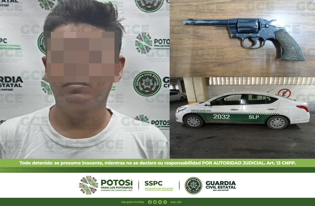 Agentes de Guardia Civil Estatal (GCE) detuvieron a un hombre en la zona metropolitana, tras asegurarle un arma de fuego