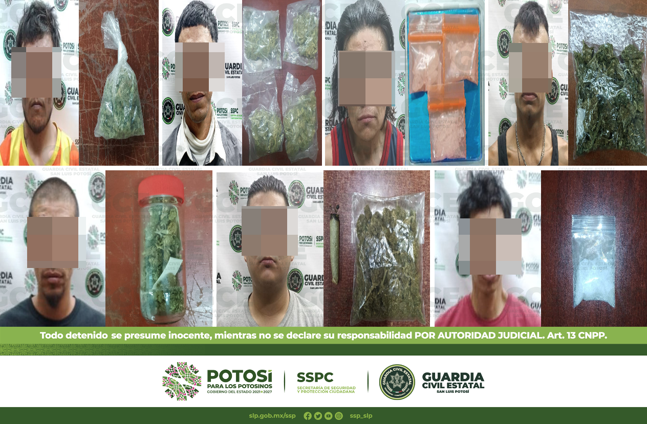 Oficiales de la Guardia Civil Estatal (GCE) detuvieron a 22 personas en las últimas horas, por presunta posesión de droga.