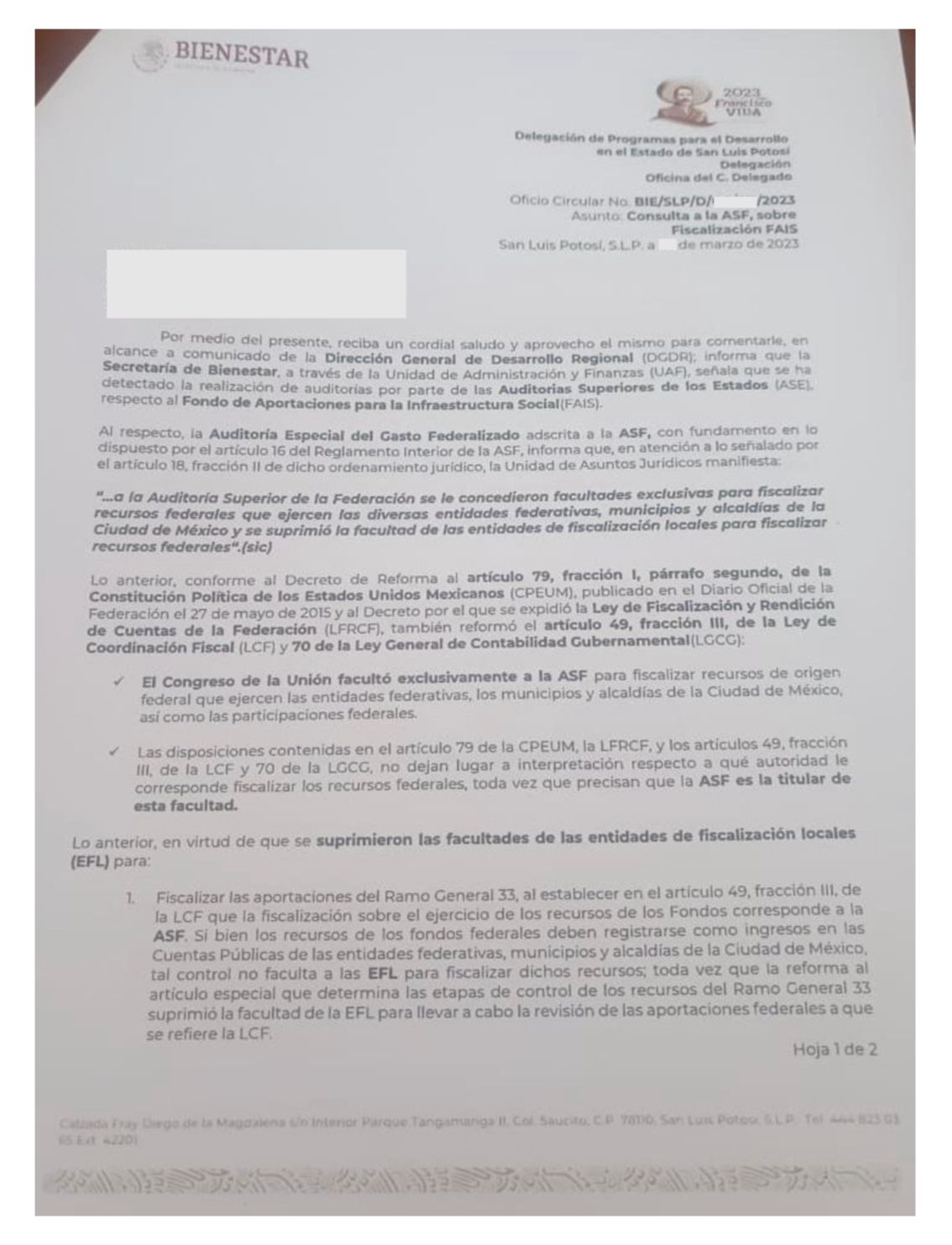 Ayuntamientos de San Luis Potosí solicitaron apoyo a la Delegación Estatal de la Secretaría del Bienestar