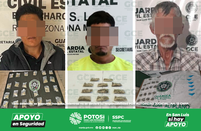 Guardia Civil detiene a tres objetivos criminales y asegura 71 dosis de narcóticos