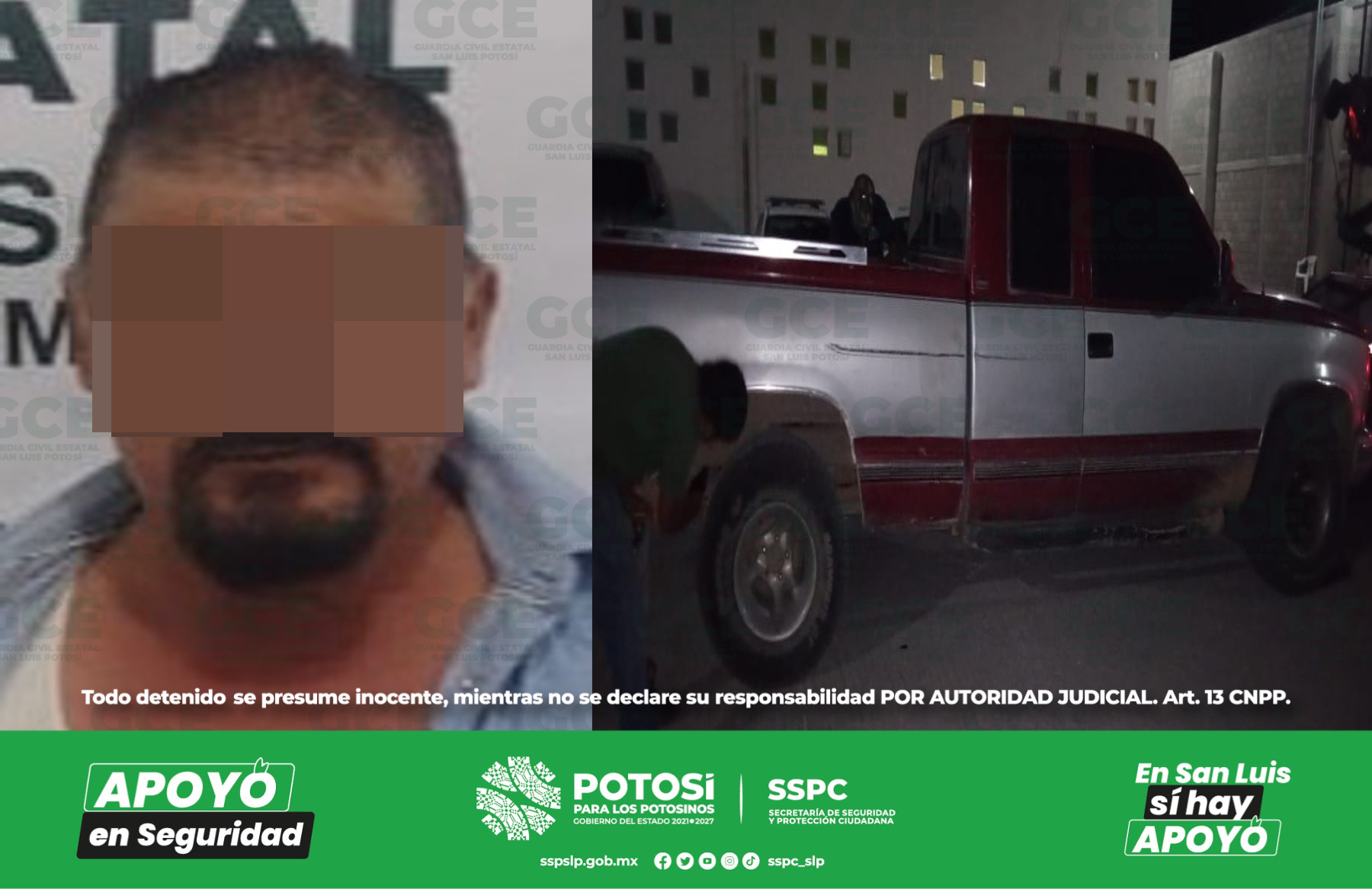 Autoridades estatales arrestaron a J. Inés “N” de 57 años de edad, tras ser sorprendido a bordo de su camioneta a exceso de velocidad