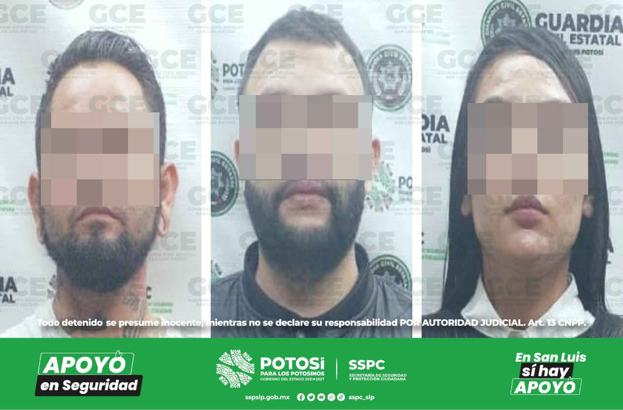 Detuvieron a dos hombres y a una mujer, por presuntamente hurtar un equipo de telefonía celular a una mujer.