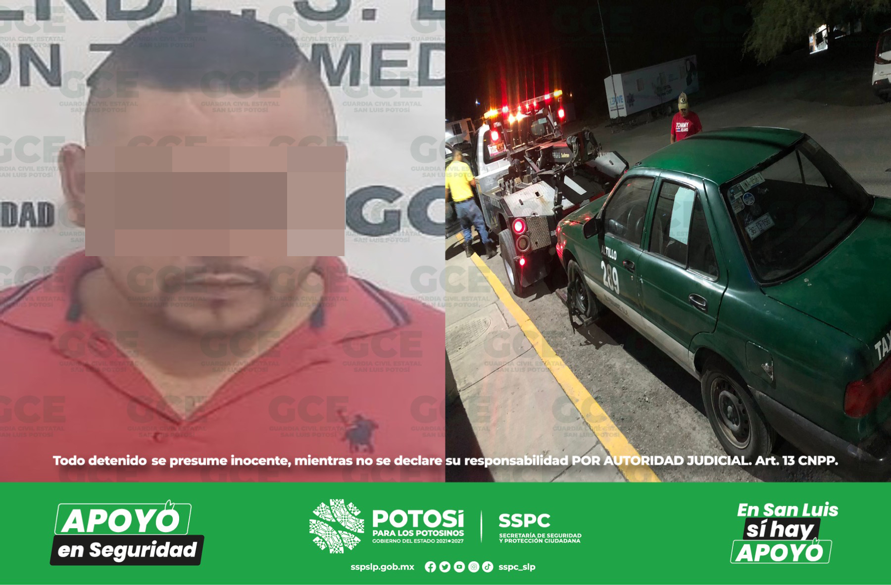 Agentes de la GCE le indicaron al conductor de un automotor marca Nissan, Sedan, color verde, con placas de esta Entidad