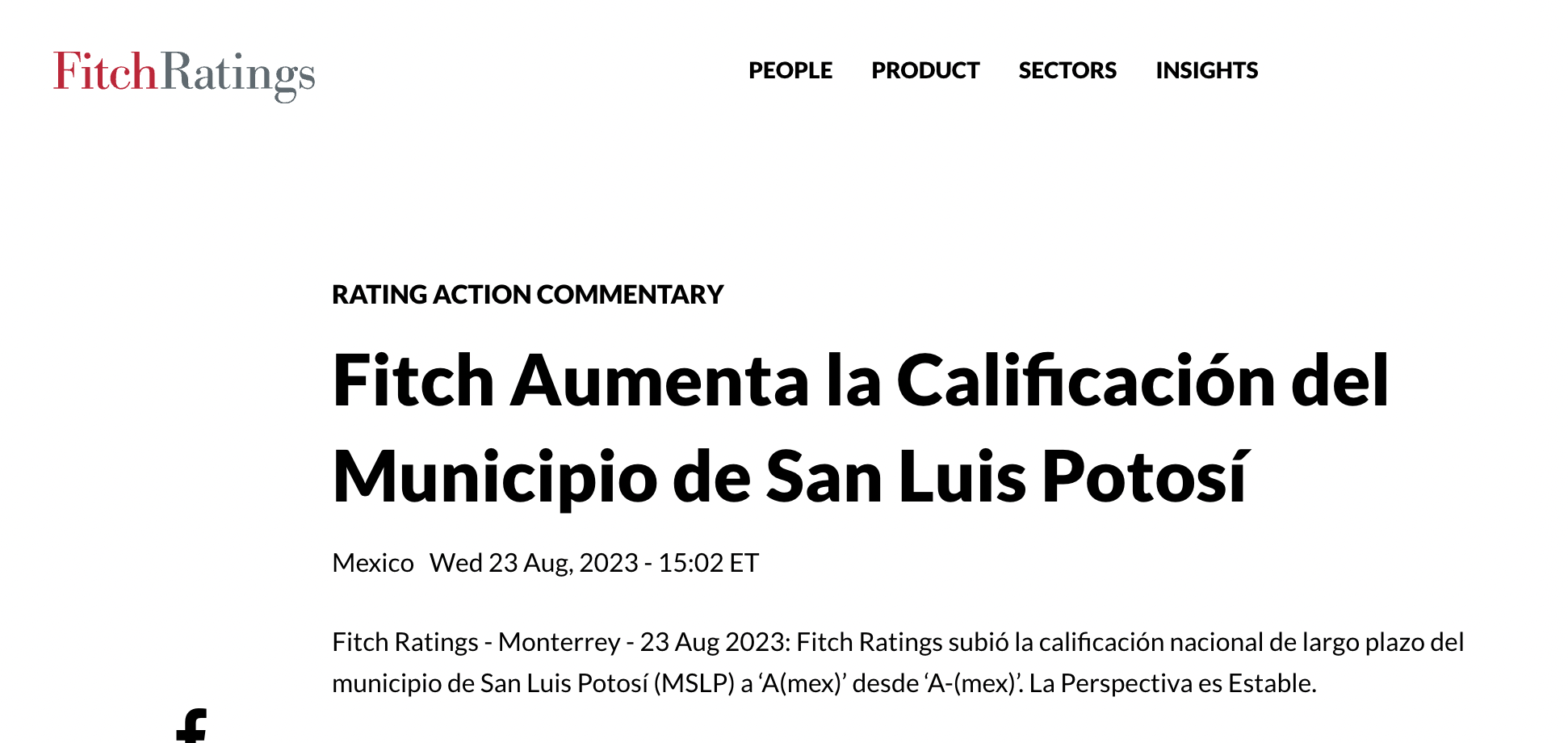 La empresa calificadora internacional destaca un incremento en la percepción de ingresos propios del Ayuntamiento de la Capital.