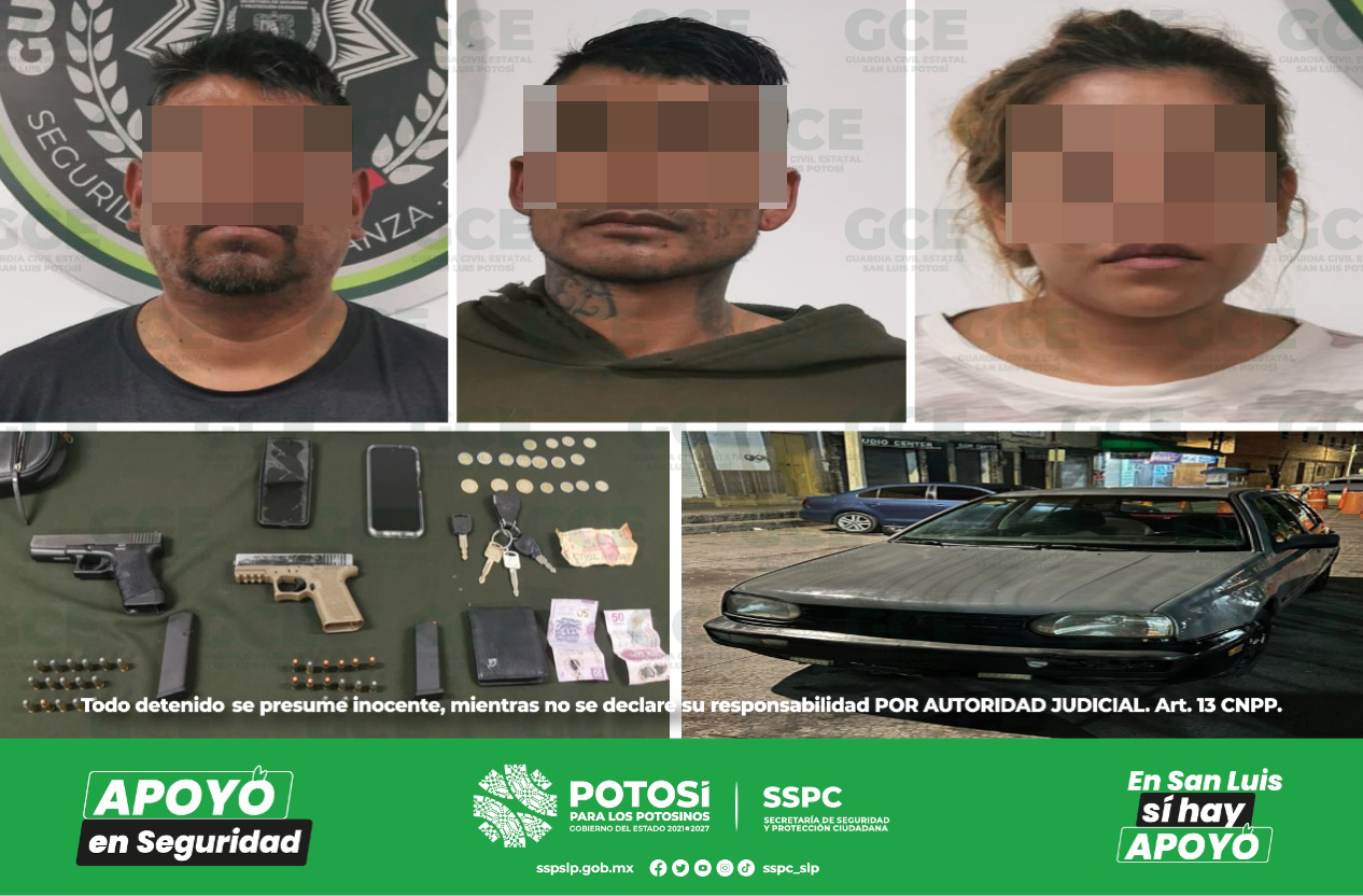 Los elementos de la Guardia Civil Estatal lograron detener a tres presuntos narcomenudistas con 68 dosis de droga.