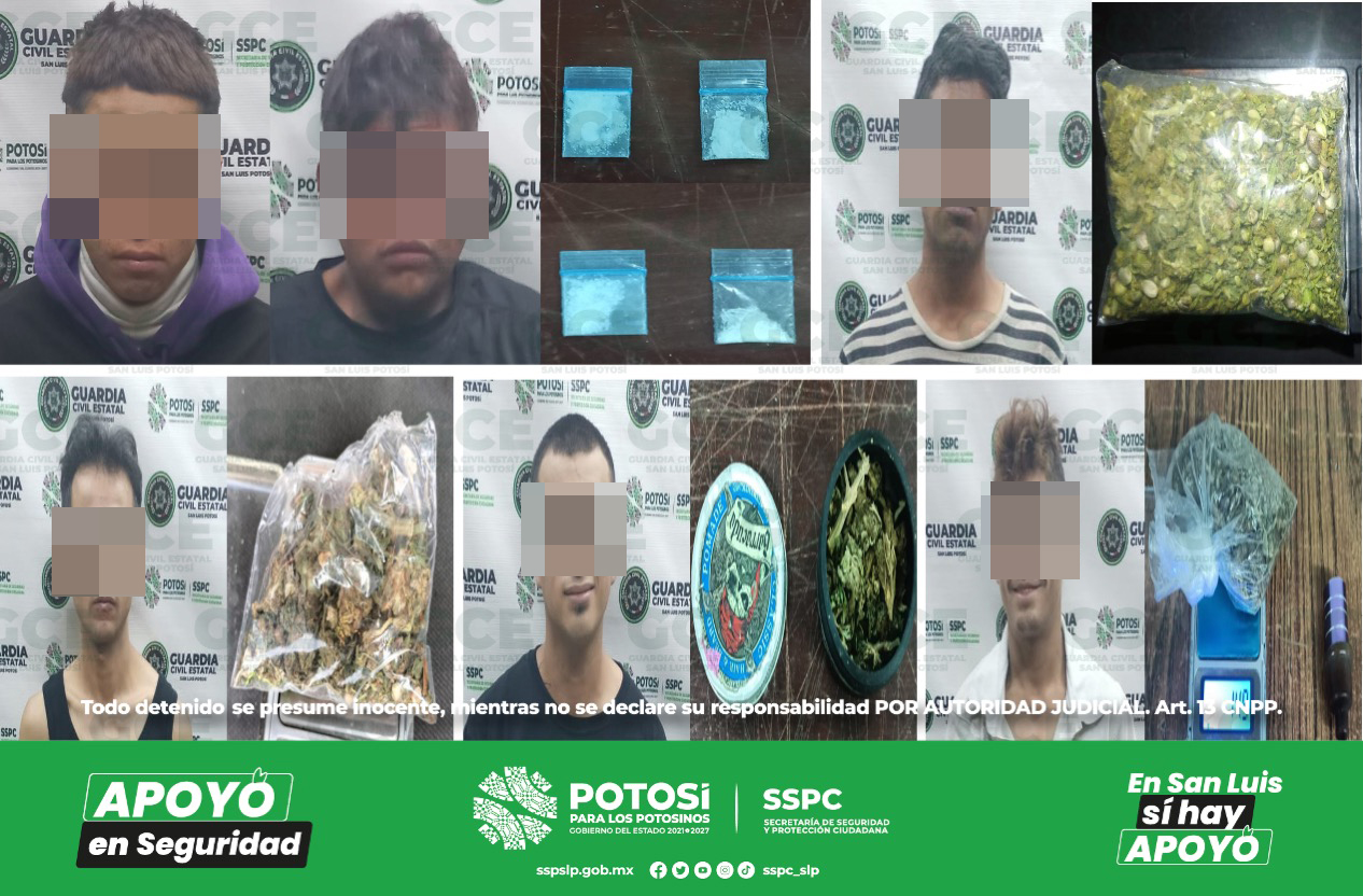 Como parte de las labores de la Guardia Civil Estatal se detuvo a 16 personas por el presunto delito de portación de droga.