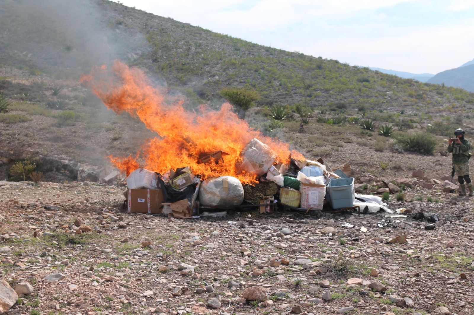 FGR en coordinación con la SEDENA, incineró 296 kilos 984 gramos 860 miligramos de drogas aseguradas en esta entidad