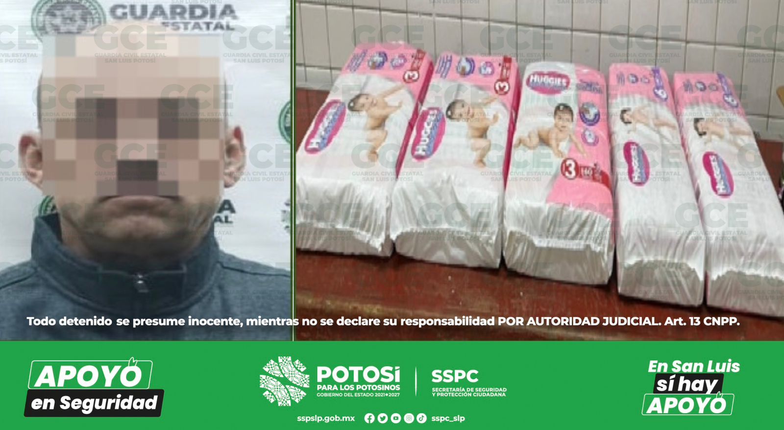 POR PRESUNTO ROBO A UN SUPERMERCADO, HOMBRE ES DETENIDO POR GUARDIA CIVIL ESTATAL