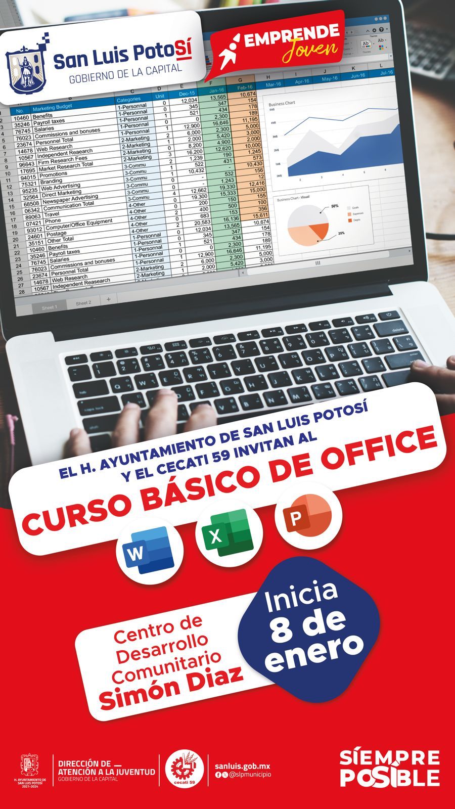 Se han establecido mecanismos de trabajo conjunto para la capacitación de jóvenes con cursos gratuitos en el manejo de Word, Power Point y Excel