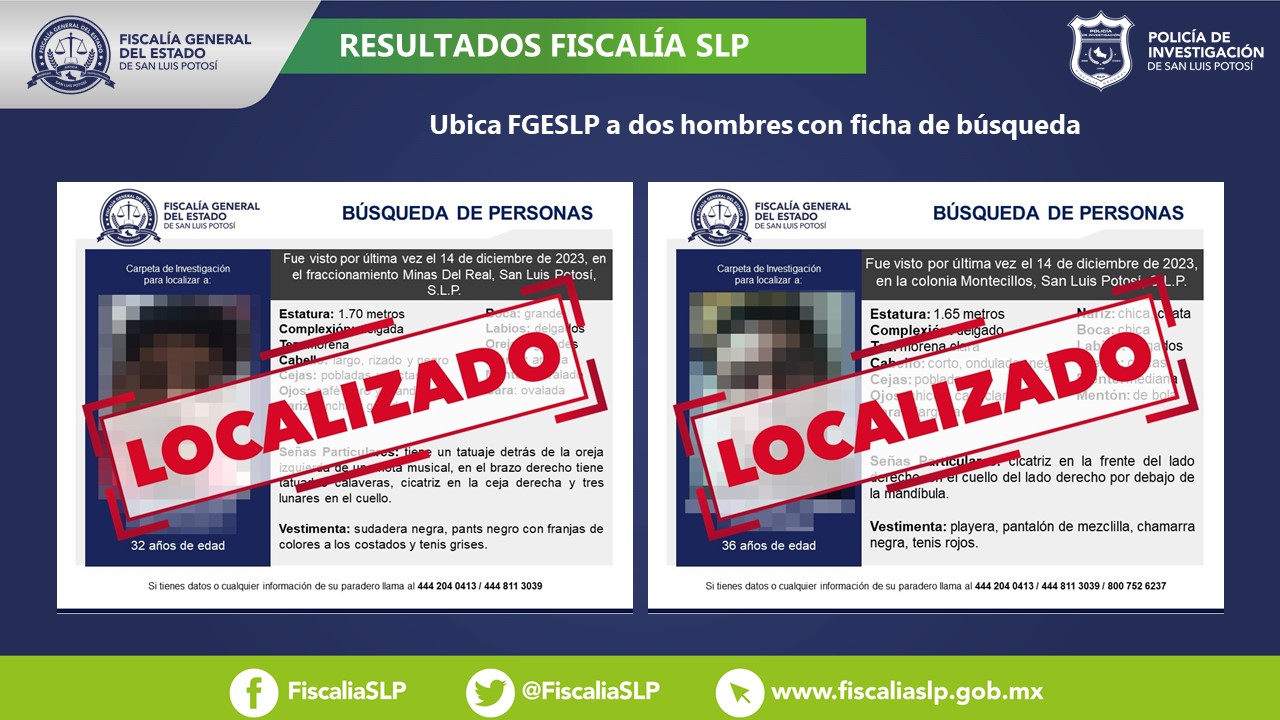 FGESLP implementaron el protocolo homologado de búsqueda para ubicar a dos hombres que contaba con reporte de no localización