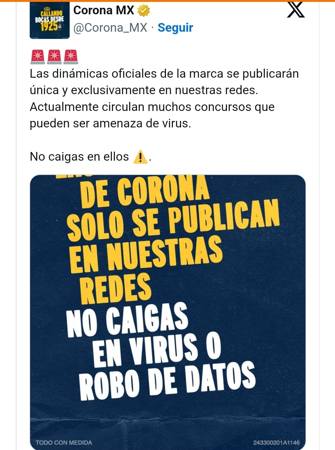 🚫🎁 ¡Atención! Corona desmiente promoción del día del padre. Advierte sobre posibles estafas. #Corona #DíaDelPadre #AlertaFraude 🛑