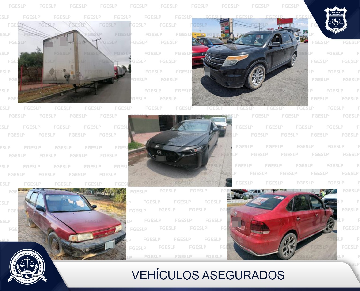 Cuatro automotores y una caja seca fueron recuperadas por la PDI en SLP