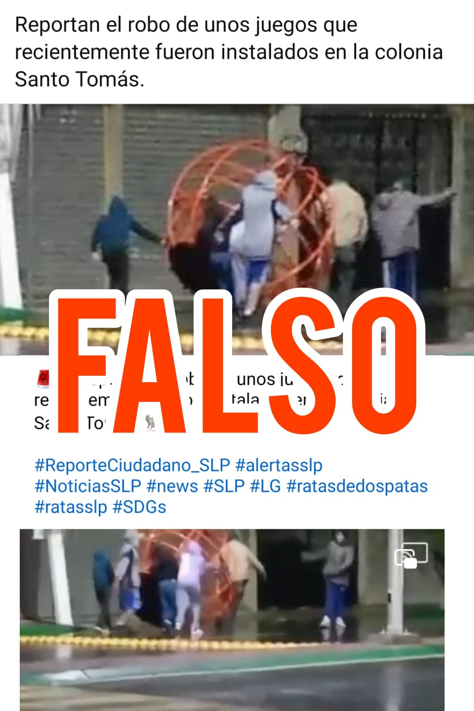 Falso, supuesto hurto de juego infantil en col. Santo Tomás: Ayto de Soledad