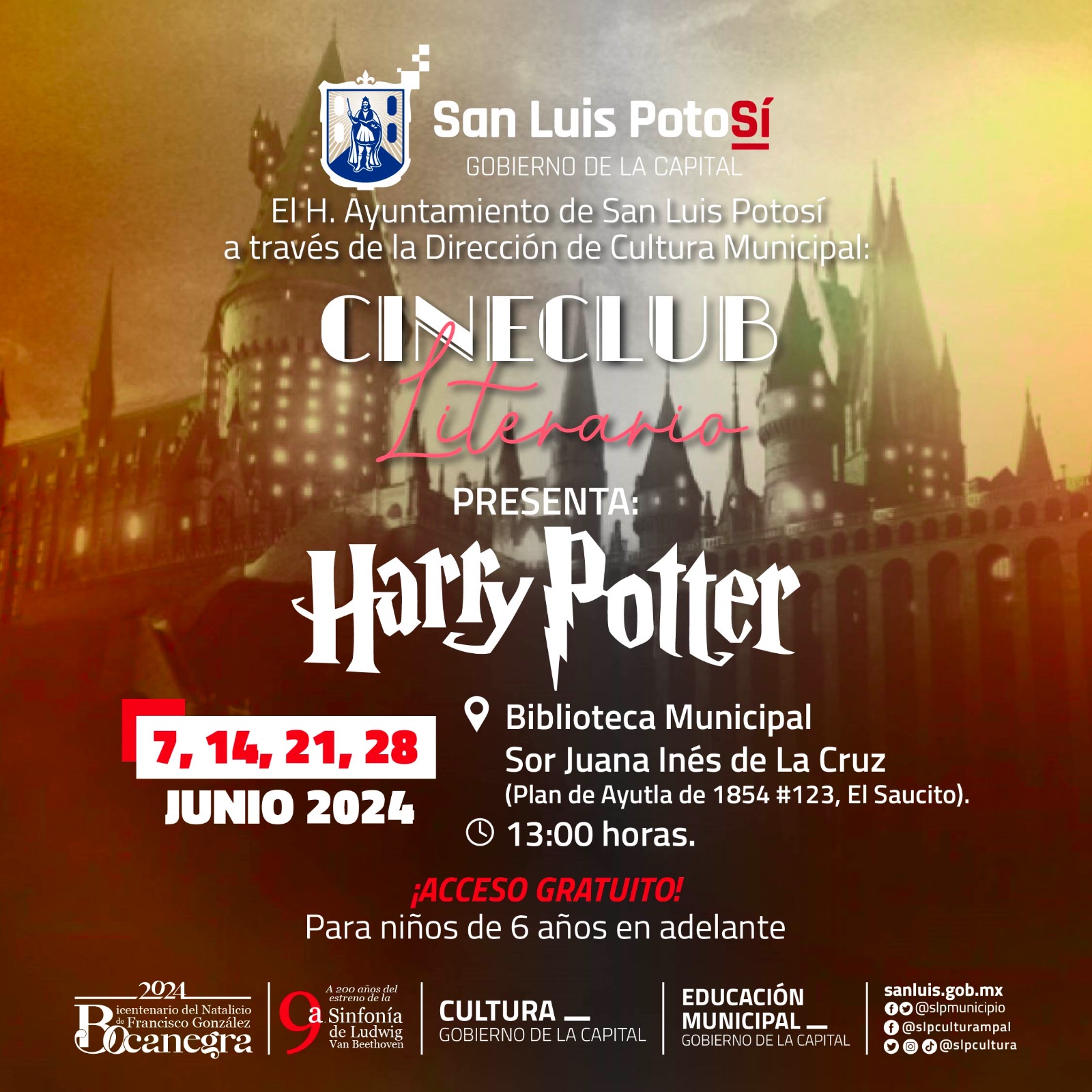 Cine Club Literario presentará Harry Potter durante el mes de junio