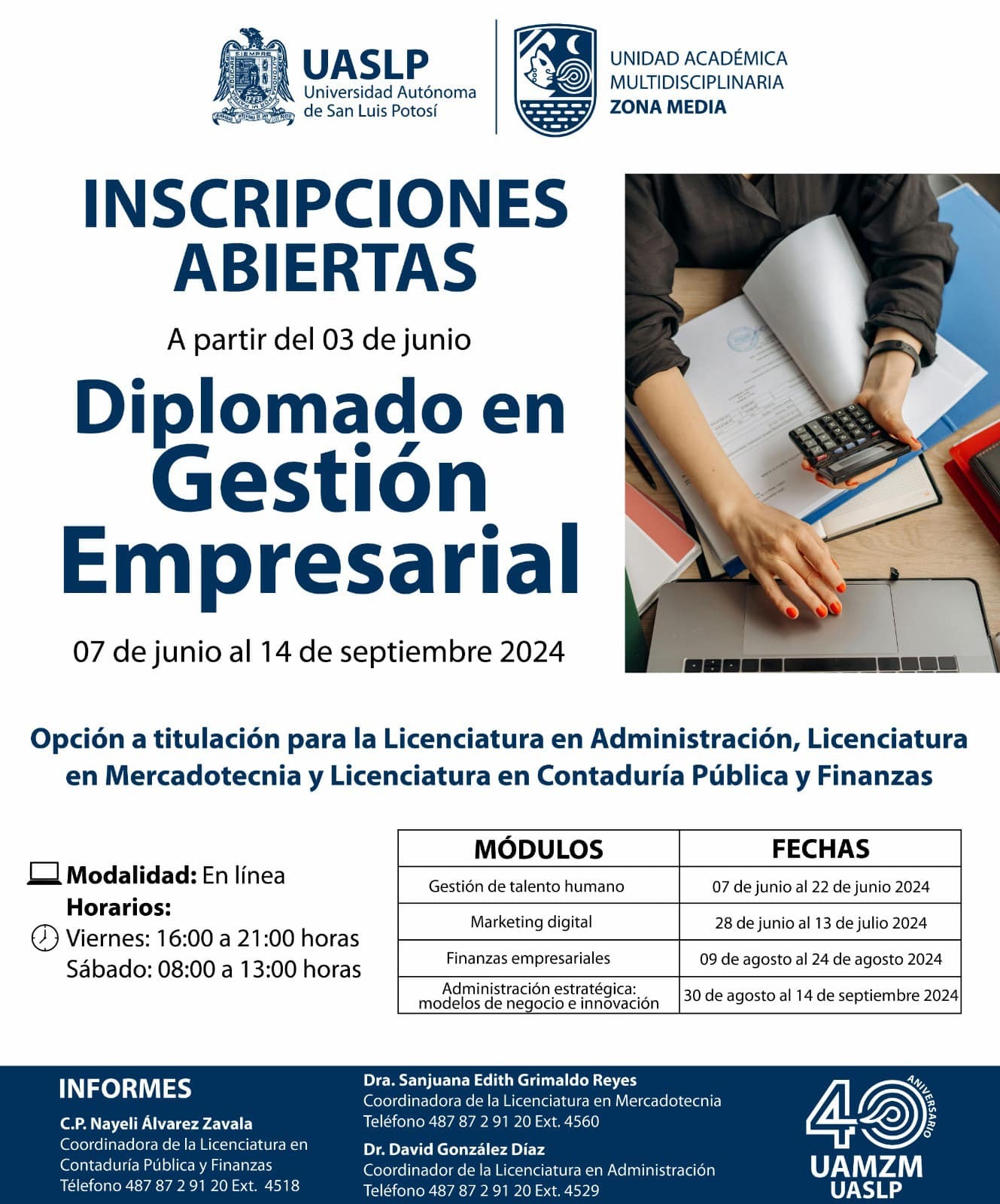 Se invita al Diplomado en Gestión Empresarial que impartirá la UAMZM-UASLP