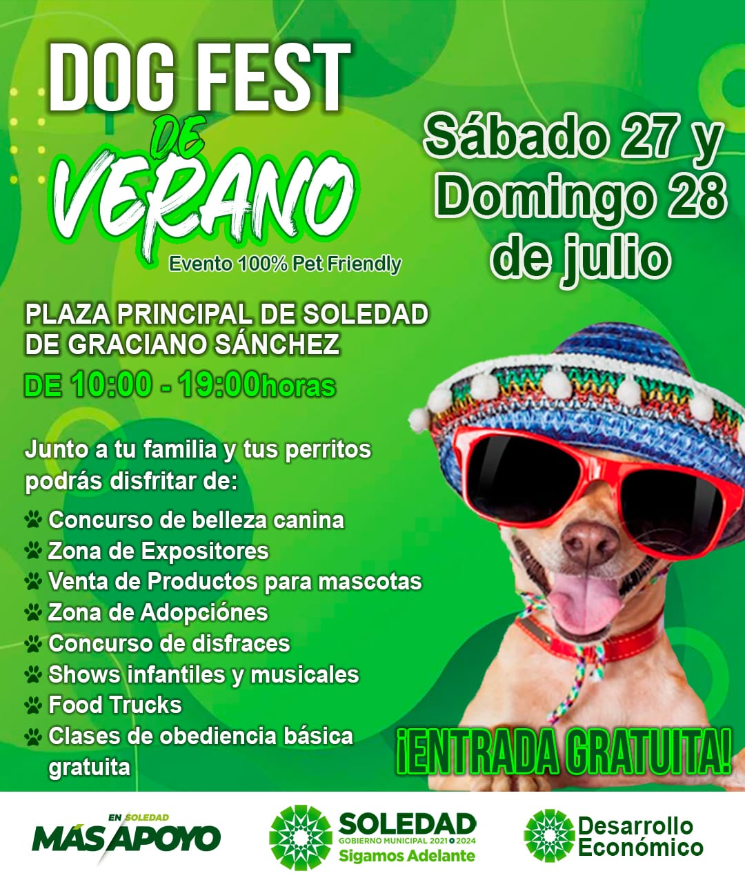 Este sábado y domingo, plaza principal de Soledad será sede de fiesta canina con Dog Fest