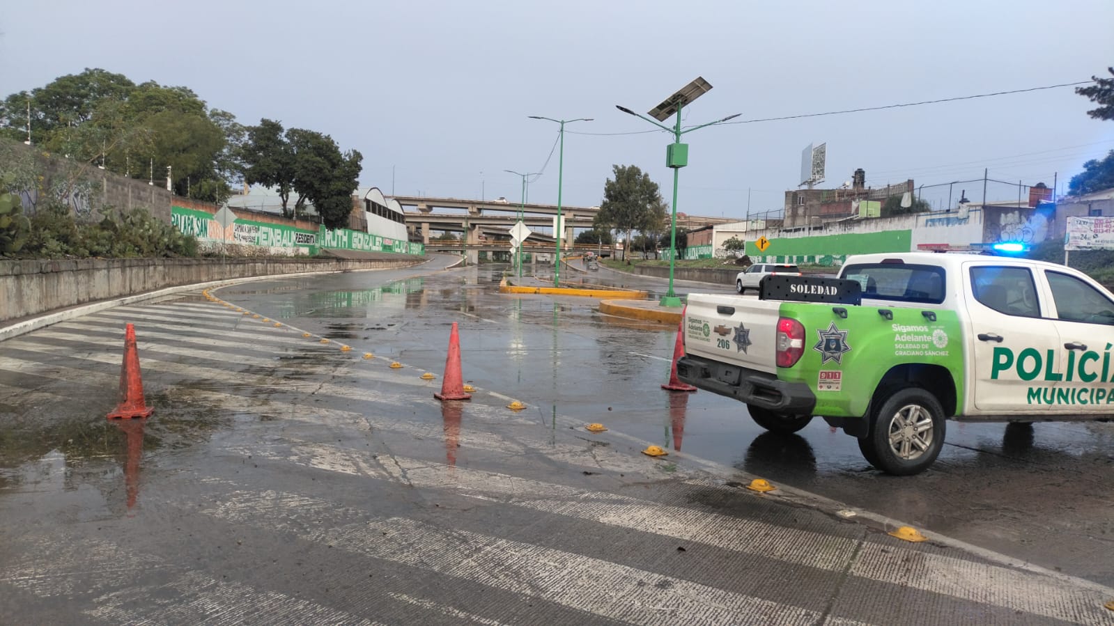 Operativo Emergente por Lluvias en Soledad de Graciano Sánchez: Actualización y Reporte Vial