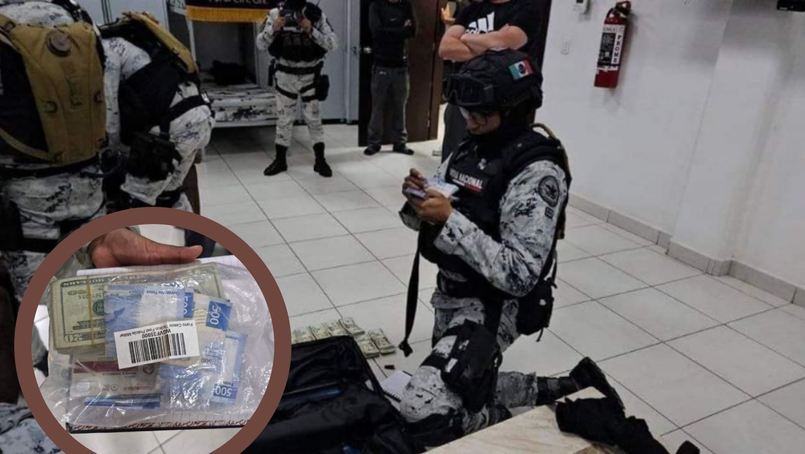 En Jalisco localizan escondidos en un cuartel de la Guardia Nacional, dinero y armas