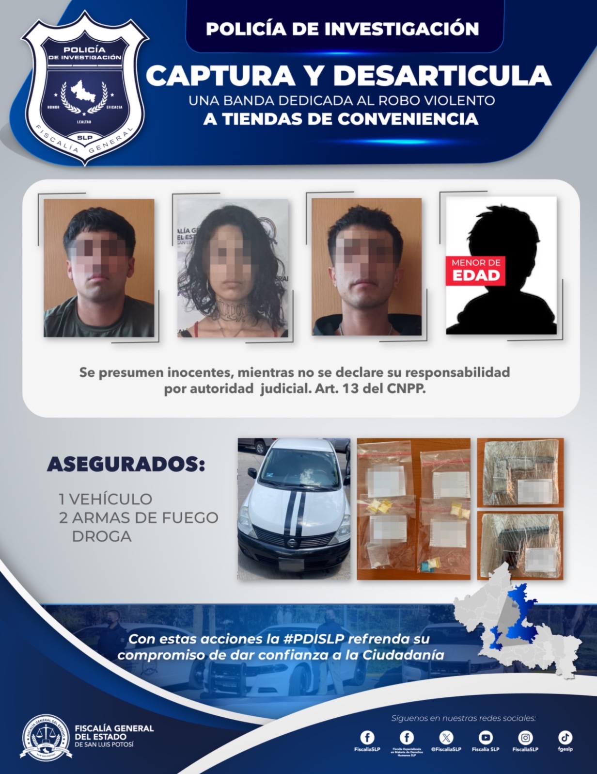 PDI captura y desarticula una banda dedicada al robo violento de tiendas de conveniencia