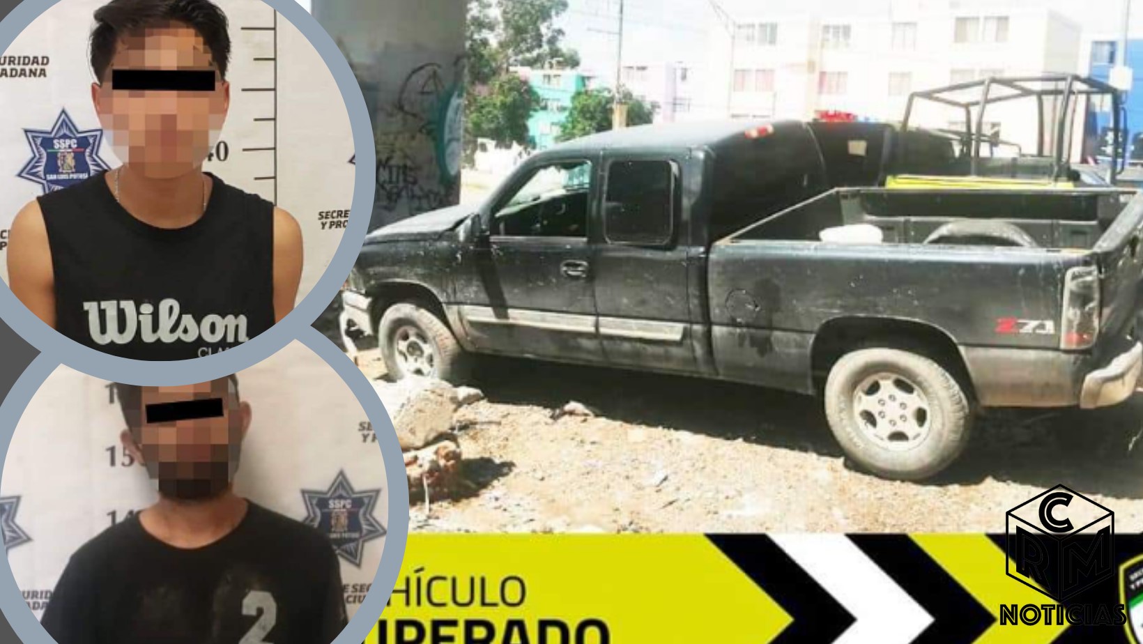 Agentes de la SSPC aseguraron a dos hombres que tripulaban una camioneta con reporte de robo vigente