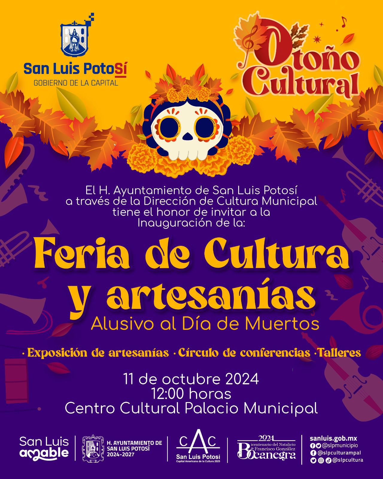 Cultura Municipal invita a la Feria de Cultura y Artesanías alusiva al Día de Muertos