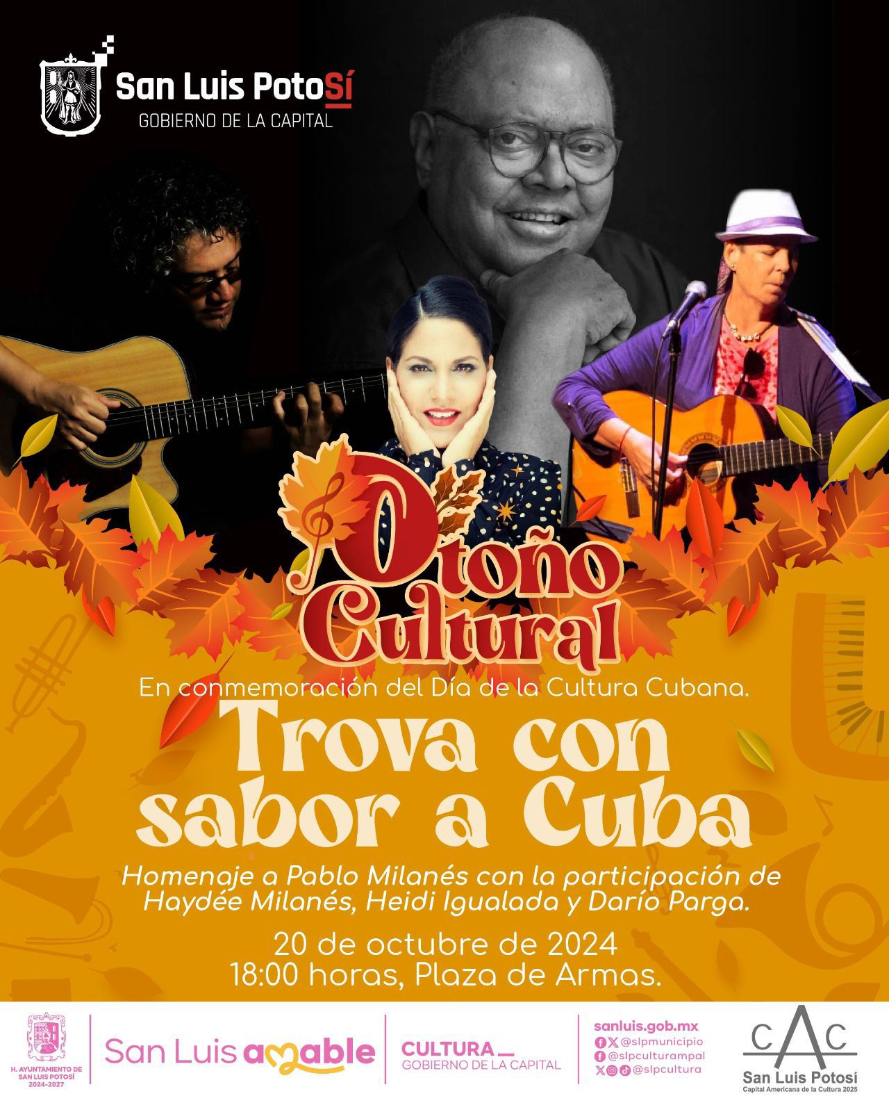 Cultura Municipal invita a disfrutar de "Trova con Sabor a Cuba": Celebración del Día de la Cultura Cubana, con un Tributo a Pablo Milanés