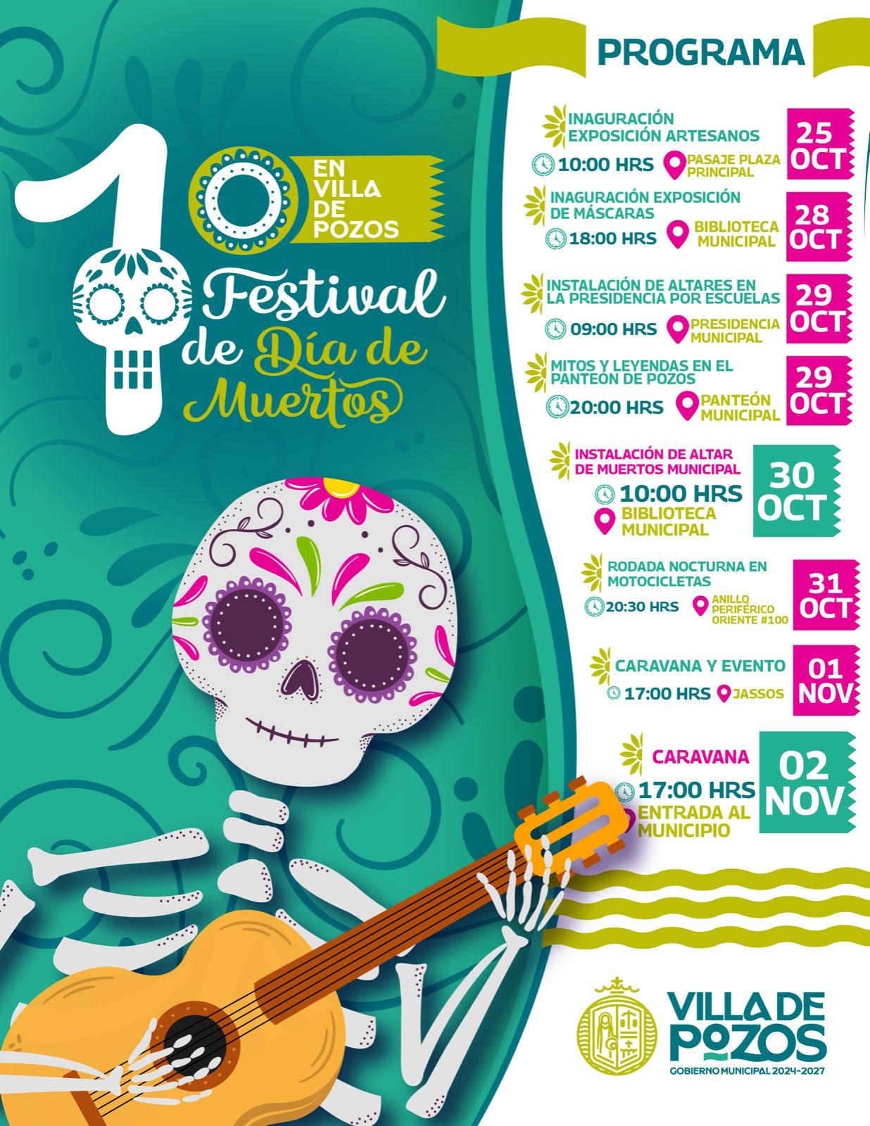 Presenta Villa de Pozos primer festival de día de muertos