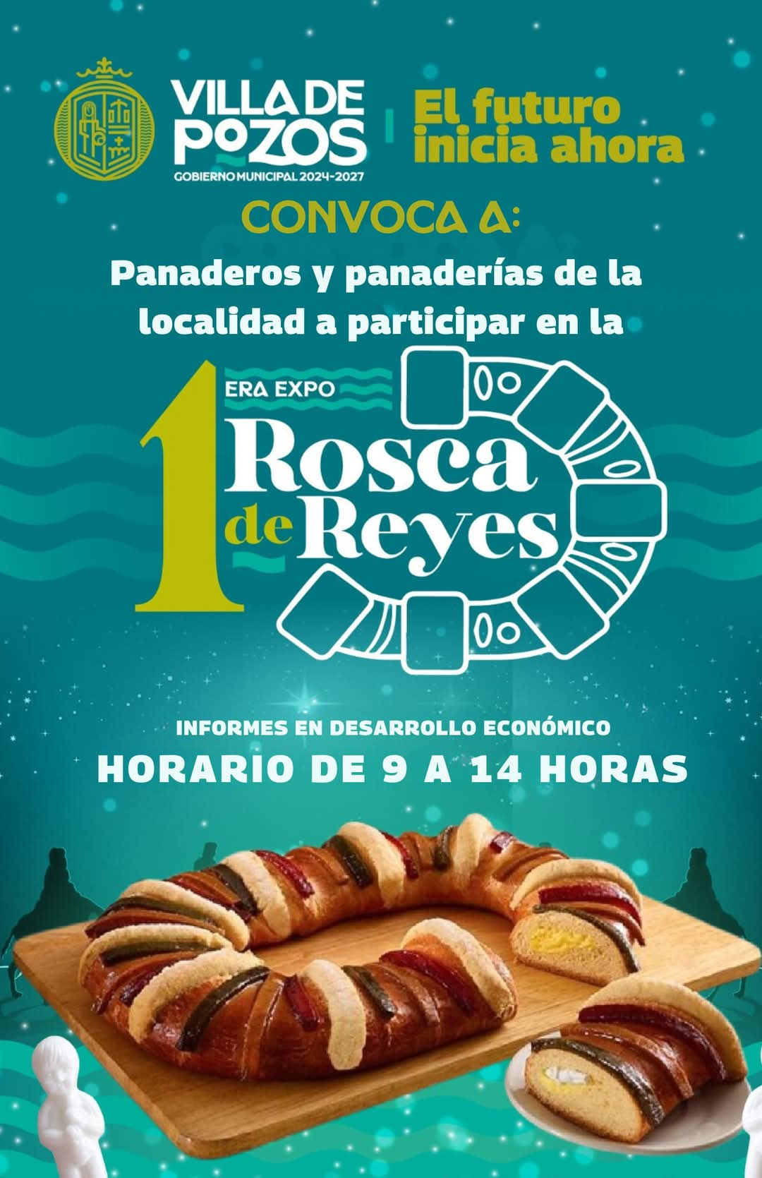 Villa de Pozos convoca a panaderías y panaderos a participar en la 1ª expo rosca de reyes