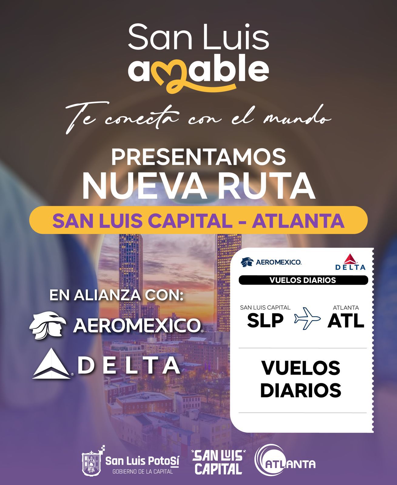 San Luis Capital se conecta con el mundo: habrá nueva ruta aérea SLP-Atlanta