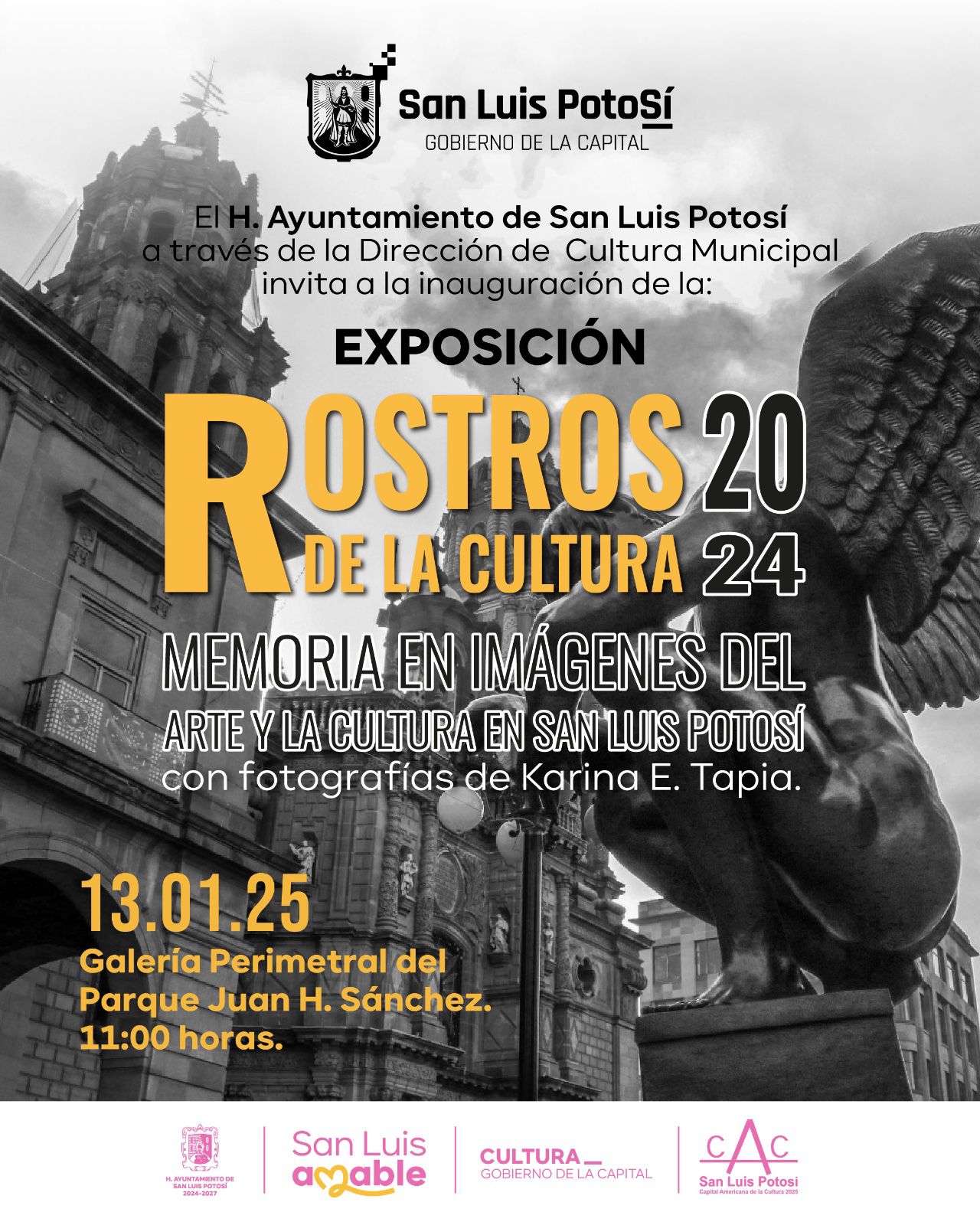 Gobierno de la Capital invita a la inauguración de la Exposición “Rostros de la Cultura 2024”