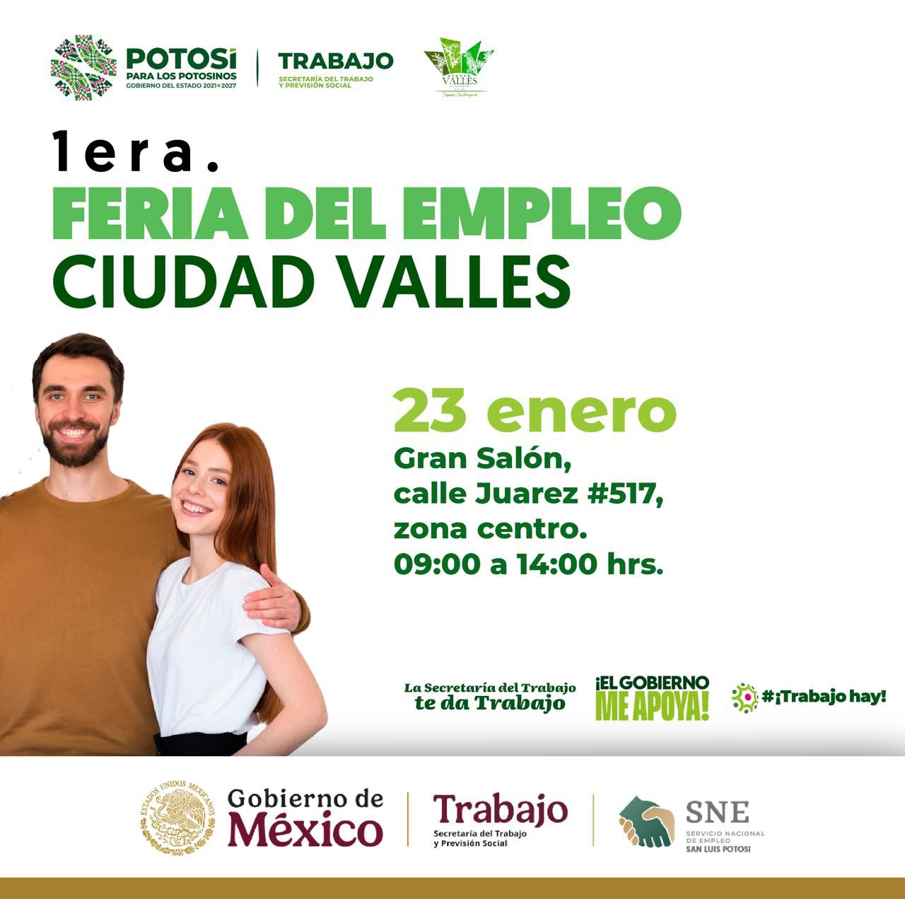 Gobierno estatal realizará en Ciudad Valles gran feria del empleo 2025 