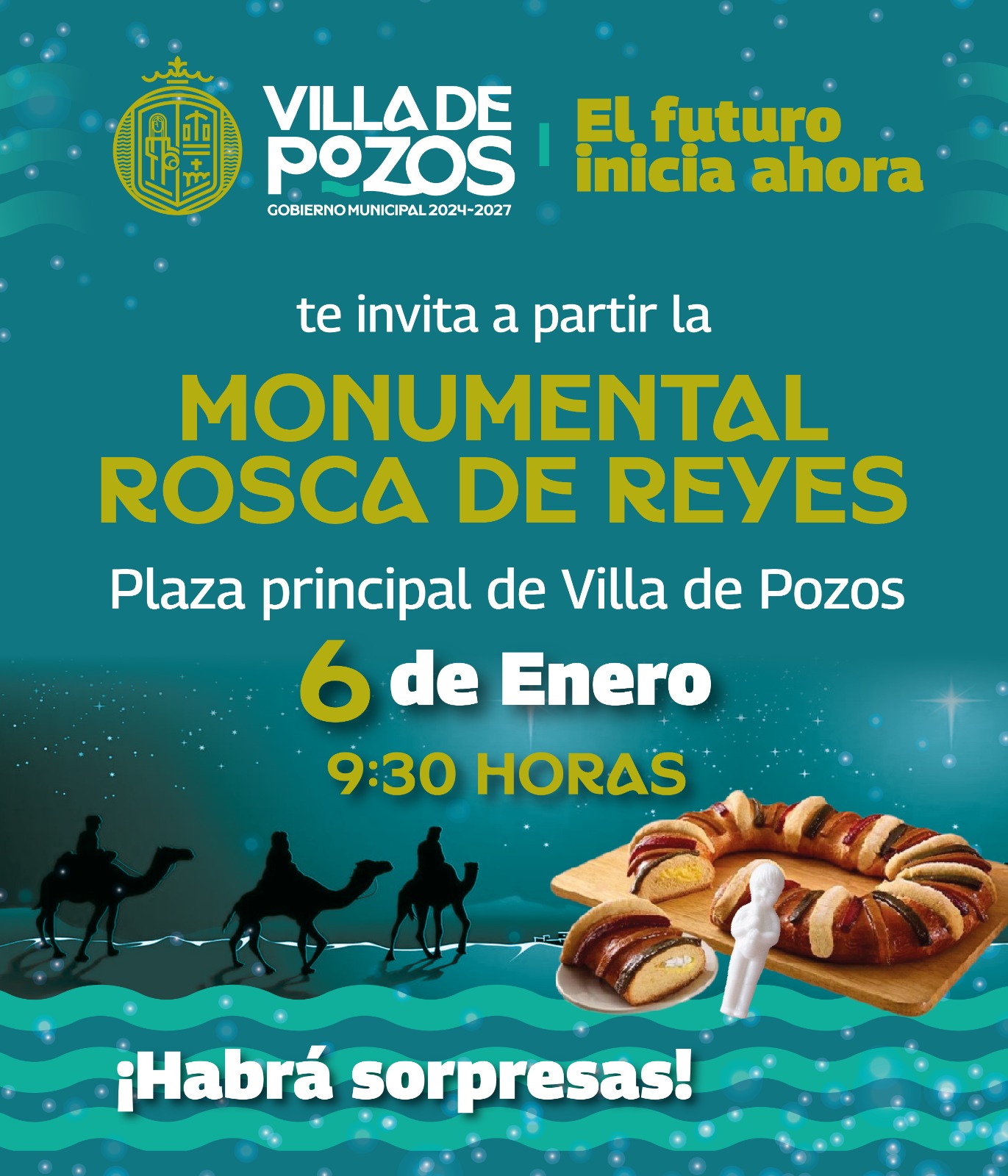 Villa de Pozos invita a partir la monumental rosca de reyes