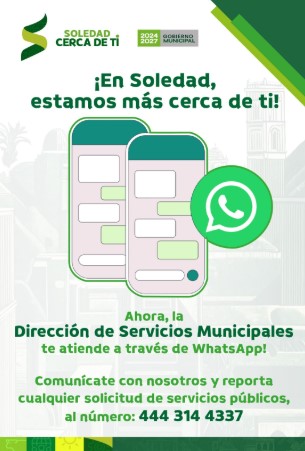 Ayuntamiento de Soledad activa línea de WhatsApp para atención de servicios públicos