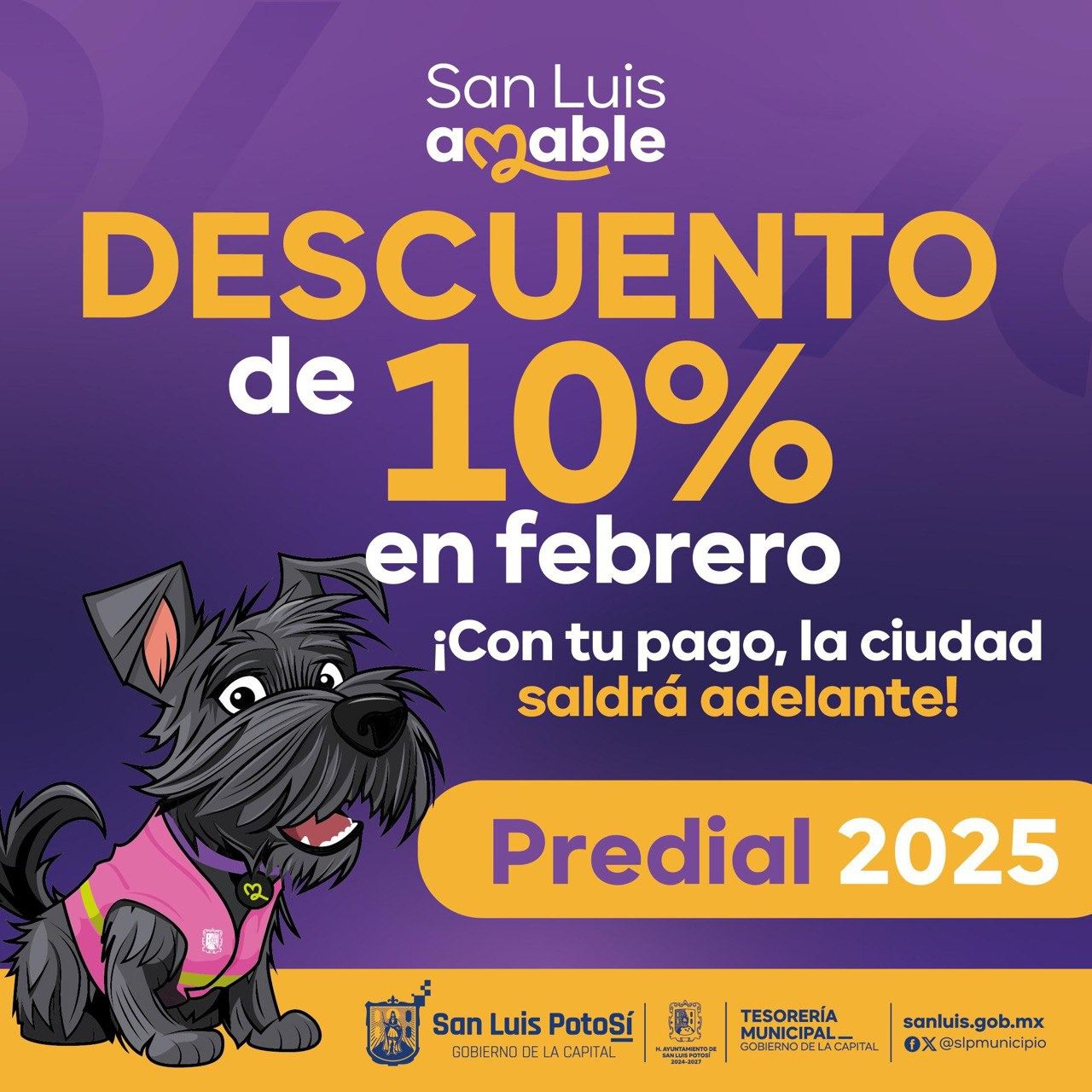 Ayuntamiento de SLP mantiene la invitación para aprovechar el 10% de descuento en predial