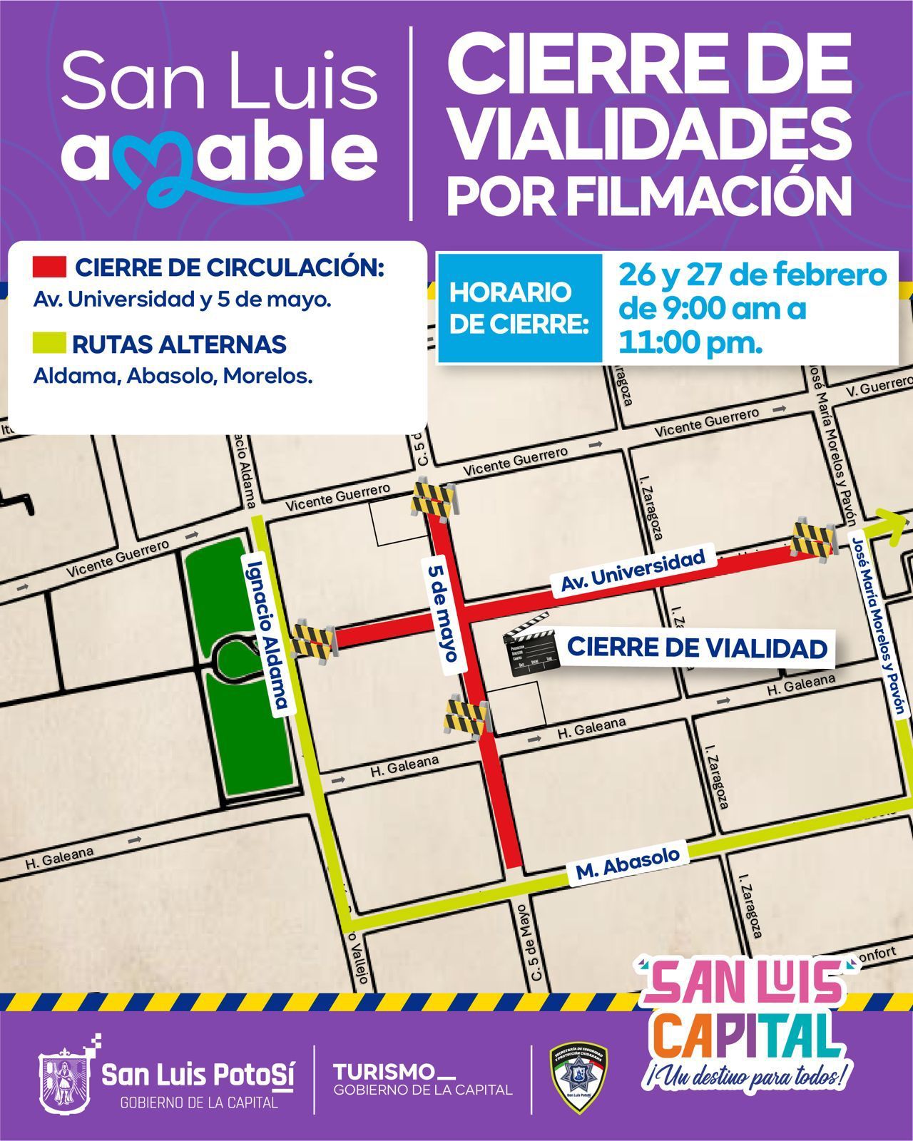 Por filmaciones en el Centro Histórico, este miércoles y jueves se recomiendan vías alternas para avenida Universidad y 5 de Mayo