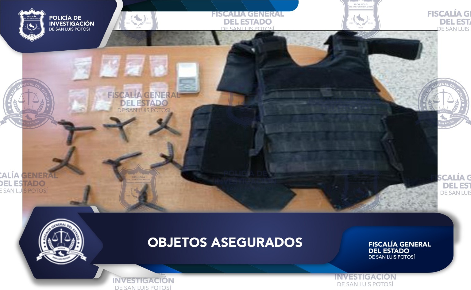 En flagrancia fue detenido por FGESLP Luis “N” con posible droga y equipo táctico